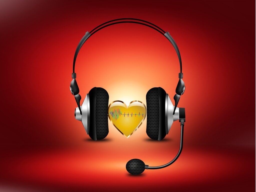 casque représentant le rythme cardiaque symbolisé par le coeur. fréquence cardiaque au repos.